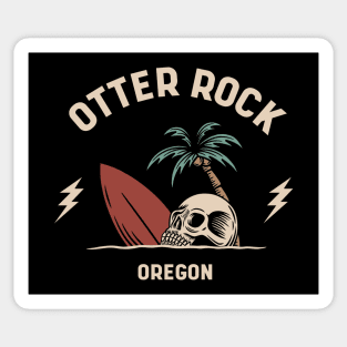 Vintage Surfing Otter Rock Oregon // Retro Surf Skull Sticker